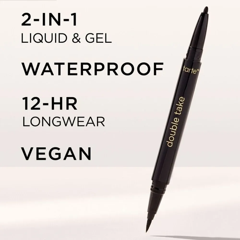 Tarte BLACK Double Take Eyeliner~ Double Sided Liquid & Gel Vegan  ~ NIB